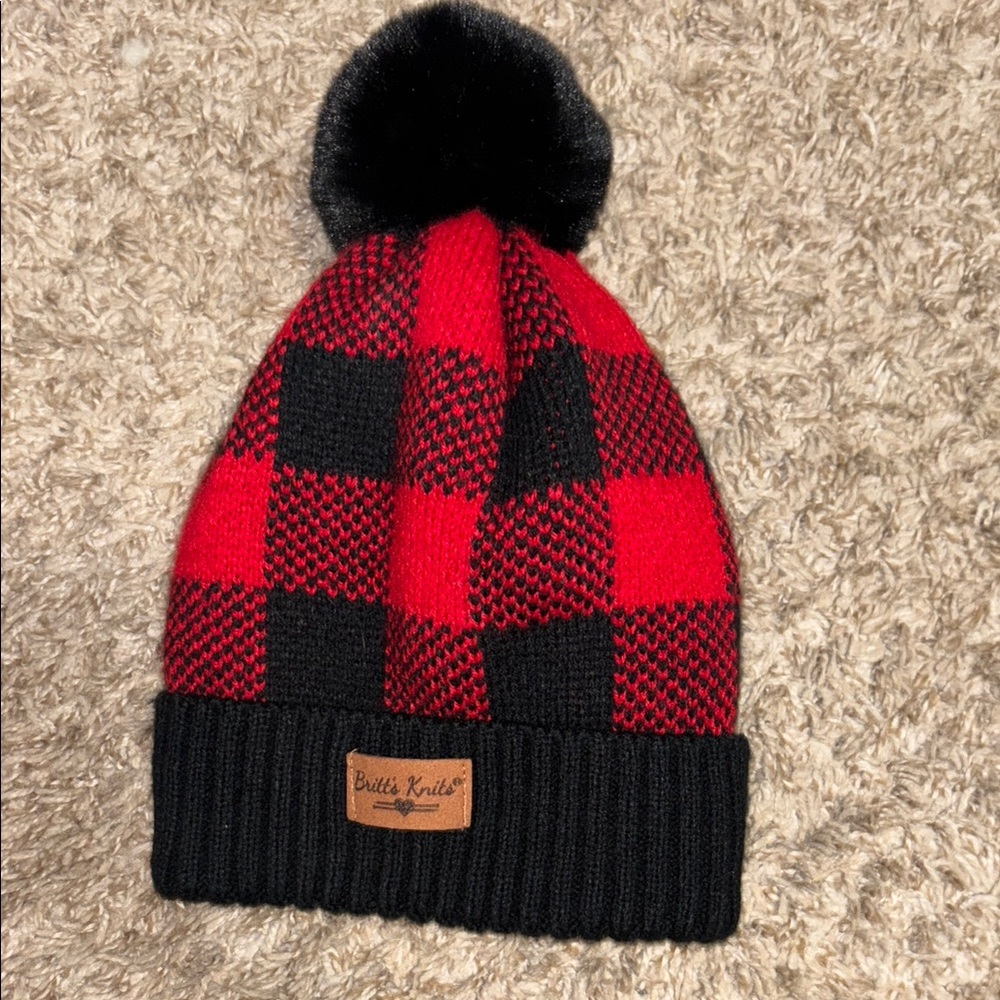 Red and Black Checkered Kids Beanie